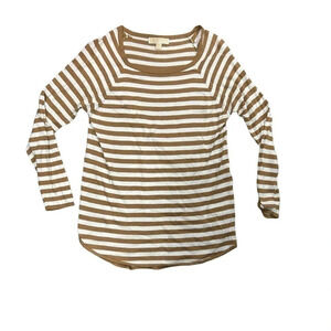 Michael‎ Kors Dark Camel Brown Striped Sweater Womens Small EUC